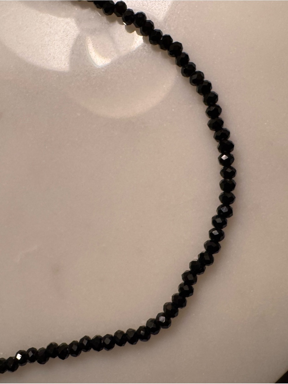Black Faceted Bead Necklace - 925 Silver clasp-extender Elegant Women’s Jewelry